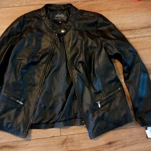 Sebby collection extra large leather jacket